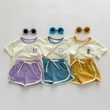Summer Casual Baby Girl Tracksuits Embroidery Short Sleeve T-shirt Shorts Suits 2pcs Toddler Clothes Boys Girls Outfits