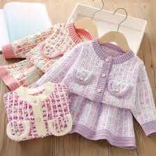 2024 New Girls' Knitted Fashionable Set 0-6 Year Old Little Fragrant Baby Girls' Top and Bottom Warm Girls' Knitted Sweater