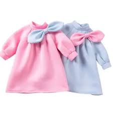Autumn Baby Girls Dress Solid Color Casual Round Neck Long Sleeve Dress Bowknot Decoration Basic Simple Suitable for Daily Wear