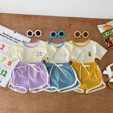 Summer Casual Baby Girl Tracksuits Embroidery Short Sleeve T-shirt Shorts Suits 2pcs Toddler Clothes Boys Girls Outfits